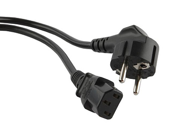 Hyperline PWC-IEC13-SHM-10-BK Кабель питания компьютера (Schuko+C13) (3x1.00), 10A, угловая вилка, 10м, цвет черный 39343