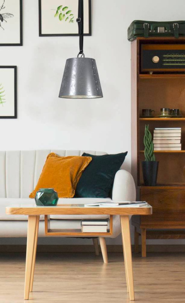 Купить Eglo 43405 Подвес CHERTSEY, 1х60W(E27), 335, H1100, сталь, кожа, черный/сталь, цинк