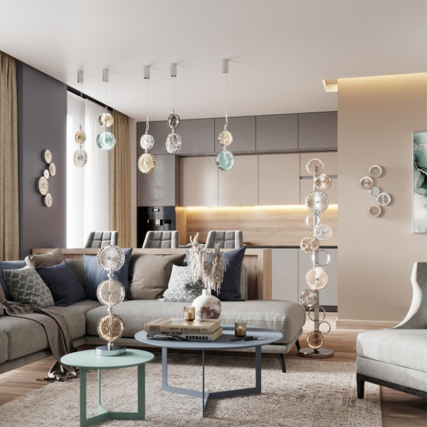 Купить Odeon Light 5416/13LC L-VISION ODL_EX23 10 хром/св.серый/коричневый металл/стекло Подвес LED 13W 4000K CARAMELLA