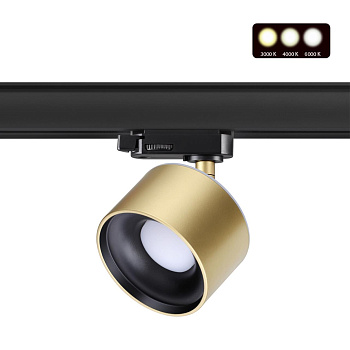 Novotech 358978 PORT NT22 бронза св. Трехфазный трековый светильник с переключ. цв. температуры IP20 LED 3000К\4000К\6000К 12W вниз + 3W вверх 110-265