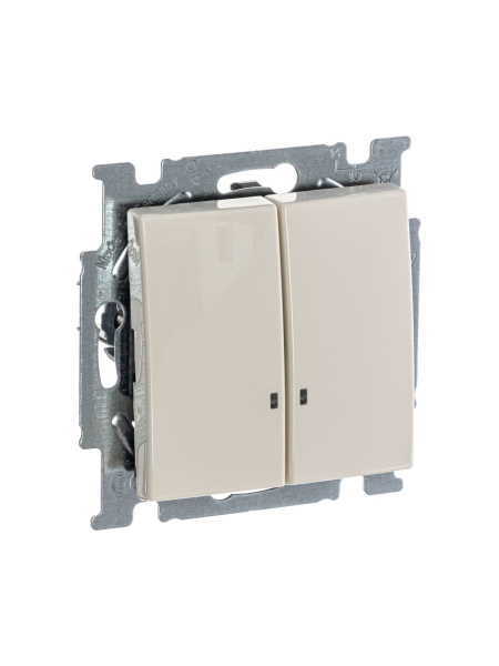 Купить ABB BJB Basic 55 Беж Выключатель 2-клавишный с подсветкой 2CKA001012A2157