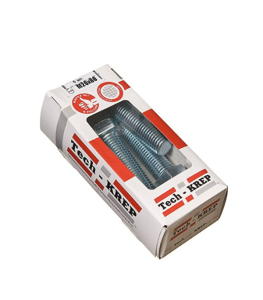 Tech-Krep Болт DIN933 с шестигранной головкой оцинк. М20х80 (5 шт) - коробка с ок. Tech-Kr 126544