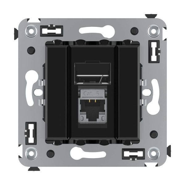 Купить DKC Компьютерная розетка RJ-45 в стену, кат.6 одинарная экранированная, "Avanti", "Черный квадрат"
