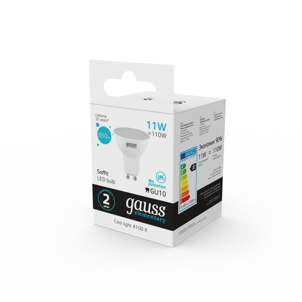 Купить Gauss Лампа Elementary MR16 11W 850lm 4100K GU10 LED 13621