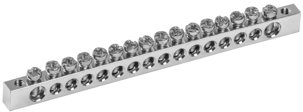 IEK Шина PEN "земля-ноль" 6х9мм 16/2 Ni (16групп/крепеж по краям)