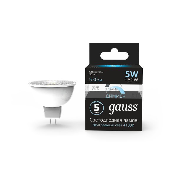 Купить Gauss Лампа MR16 5W 530lm 4100K GU5.3 диммируемая LED 101505205-D