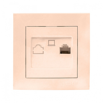 EKF PROxima Валенсия розетка компьютерная RJ-45 1-местная кремовая
