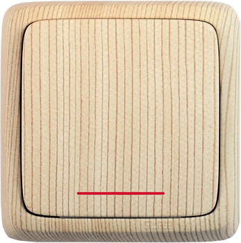 Hegel Альфа наруж Сосна ВА10-114-02 Выключатель 1-клавишный с индикацией, с изол. пластиной