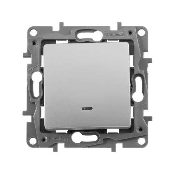 Купить Legrand Etika Алюминий Переключатель с подсветкой, 10А, Автоматические клеммы 672415