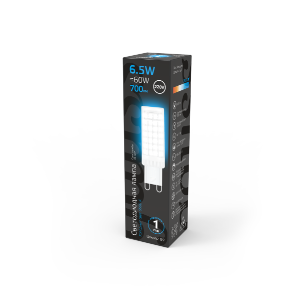Купить Gauss Лампа G9 AC185-265V 6,5W 700lm 6500K керамика LED 107309306