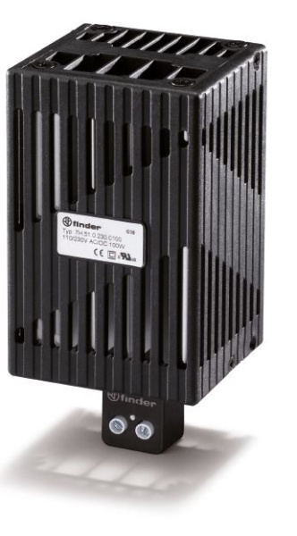 Finder Щитовые электронагреватели; электропитание 110…250В AC/DC; тепловая мощность 100Вт; установка на рейку 35мм; степень защиты IP20 7H5102300100