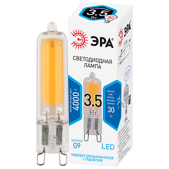 ЭРА Лампочка светодиодная ЭРА STD LED JCD-3,5W-GL-840-G9 G9 3,5Вт капсула нейтральный белый свет