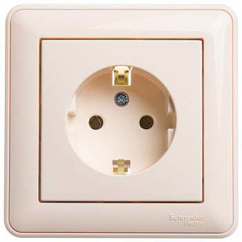 Systeme Electric Wessen 59 Беж Розетка с/з без шторок, 16А (в сборе)