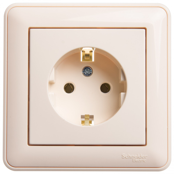 Systeme Electric Wessen 59 Беж Розетка с/з без шторок, 16А (в сборе)