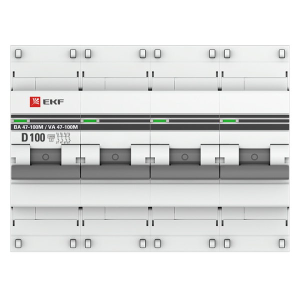 Купить EKF PROxima ВА 47-100M Автоматический выключатель (D) 4P 100А 10kA с электромагнитным расцепителем mcb47100m-4-100D-pro