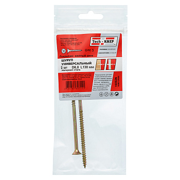 Tech-Krep Саморез ШУж 6,0х130 пот. гол. (2 шт) - пакет 102526