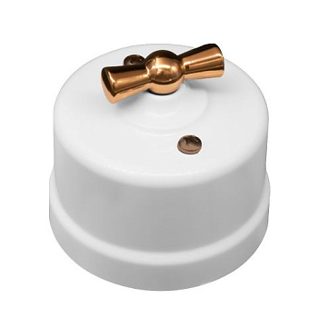 BIRONI Лизетта Пластик Белый Выключатель 1-кл, ручка Медь B1-200-21-C