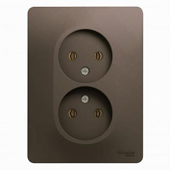 Systeme Electric Glossa Шоколад Розетка 2-ая б/з, 16А (в сборе)
