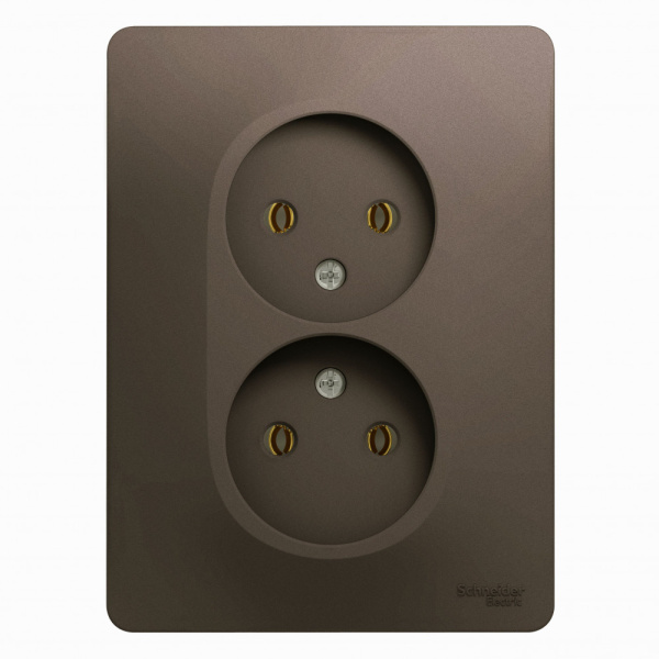 Systeme Electric Glossa Шоколад Розетка 2-ая б/з, 16А (в сборе)