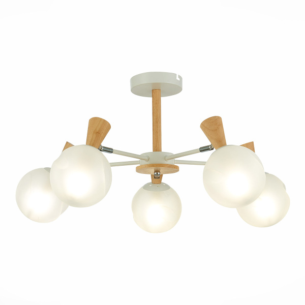 Evoluce SLE220702-05 Люстра потолочная Белый, Светлое дерево/Белый E14 5*40W