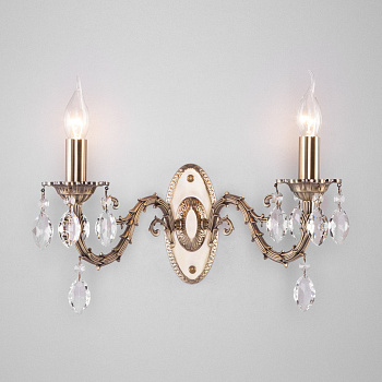 Eurosvet Классическое бра с хрусталем 10102/2 античная бронза/прозрачный хрусталь Strotskis a044789