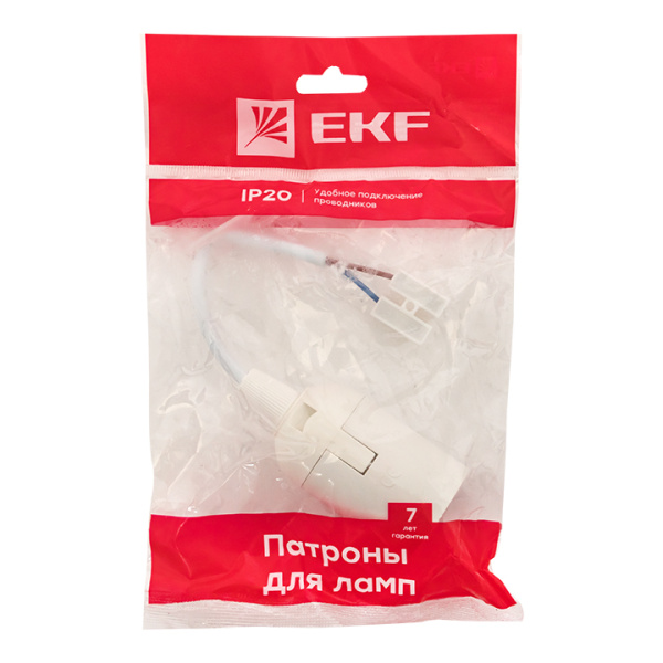 Купить EKF PROxima Патрон Е27 подвесной с клеммной колодкой пласт бел. индивидуальный пакет LHP-E27-w-p