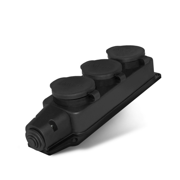 UNIVersal Колодка тройная однофазная с заглушками (каучук) 602230