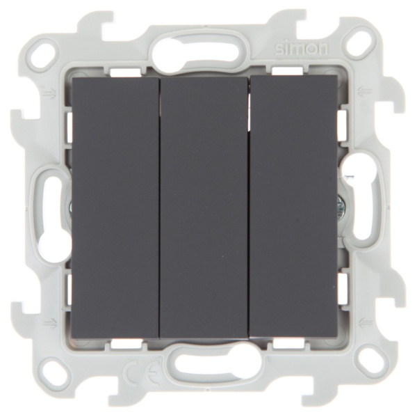 Simon 24 Графит Трехклавишный выключатель 2450391-038