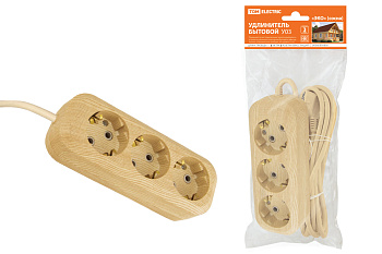 TDM Удлинитель бытовой У03 3 гнезда, 3метра,2П+3, ПВС 3х1мм2 "Эко" (сосна) 16А/250В SQ1303-2001