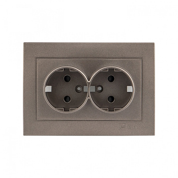 EKF PROxima Валенсия лицевая панель розетки 2-местной с/з 16А графит с защ. штор.