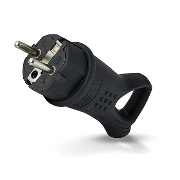 UNIVersal Вилка угловая однофазная с ушком (каучук) 0003