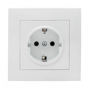 EKF PROxima Валенсия розетка 1-местная с/з 16А белая с защ. штор.