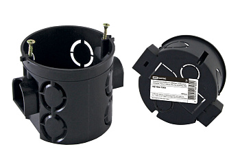 TDM Установочная коробка СП D68х62мм, углубленная, саморезы, стык. уз, черная, IP20,  инд. штрихкод SQ1402-1905