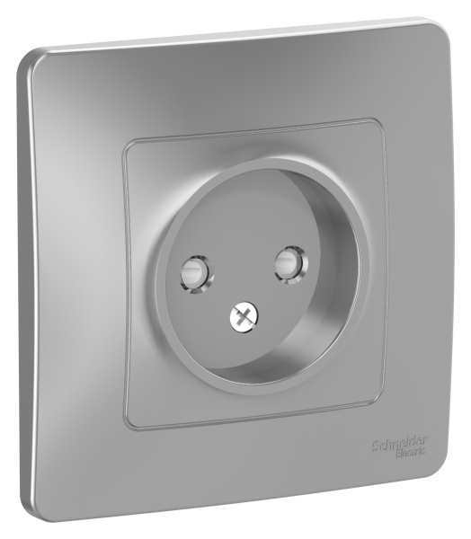 Купить Systeme Electric Blanca внутр Алюминий Розетка б/з со шторками, 16А, 250В