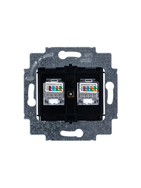 Купить ABB EPJ Levit антрацит / дымчатый чёрный Розетка компьютерная, 2хRJ45 кат,5e, антрацит 2CHH295118A6063