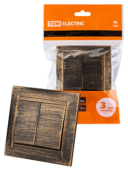 TDM Выключатель на 2 направления 2 кл. 10А старинная бронза "Лама" SQ1815-0749