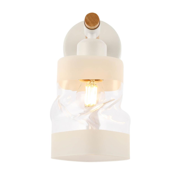 Купить Evoluce SLE114501-01 Светильник настенный Белый, Светлое дерево/Белый, Прозрачный E27 1*60W