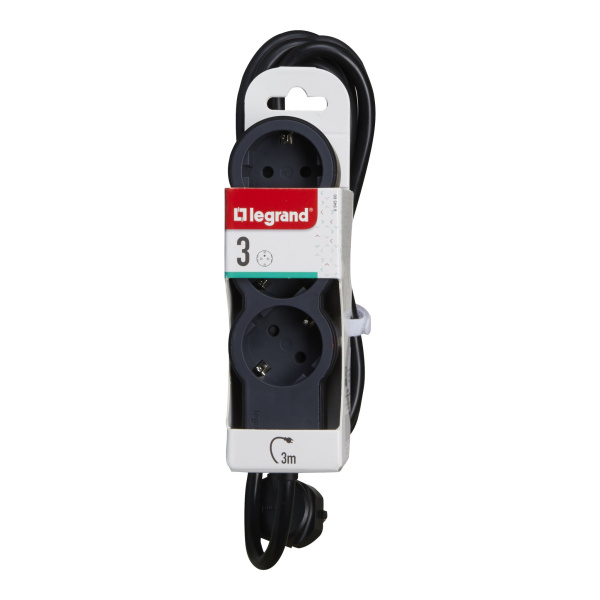 Купить Legrand Revolution Стандарт Черный Удлинитель 3x2К+З, кабель 3м 694560