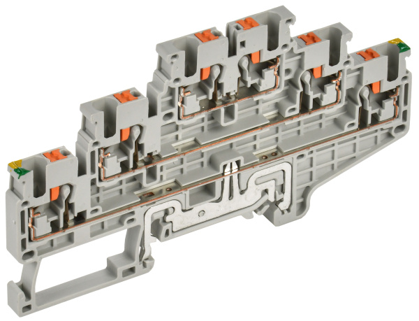IEK Колодка клеммная CP-ML-PEN 3 ур. земля-низ 2,5мм2 серая
