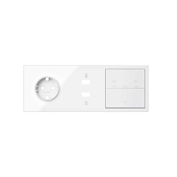 Simon 100 Белый глянец Кит 3 поста, фронт. Накладка на 1 розетку Schuko + 1 з/у 2xUSB + 1 клавиша выключателя + 1 клавиша жалюзи 10020306-130