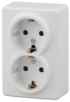 ЭРА 11А-2206-01 Розетка 2х2P+E Schuko со шторками, 16A-250В, ОУ, Эксперт, Al+Cu, Белый