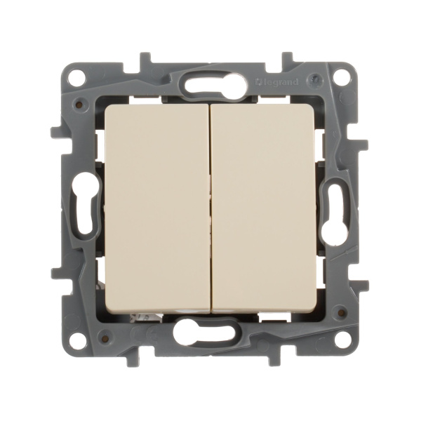 Купить Legrand Etika Слоновая кость Выключатель 2-х клавишный, 10А, Винтовые клеммы 672302