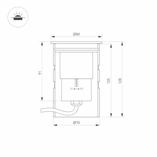 Купить Arlight Светильник ART-GROUND-ZOOM-R80-8W Warm3000 (SL, 15-50 deg, 24V) (IP67 Металл, 3 года) 028065