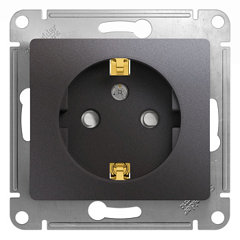 Systeme Electric Glossa Графит Розетка с/з со шторками