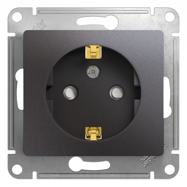 Systeme Electric Glossa Графит Розетка с/з со шторками