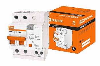 TDM Диф.автомат АД12 2Р 25А  30мА SQ0204-0011