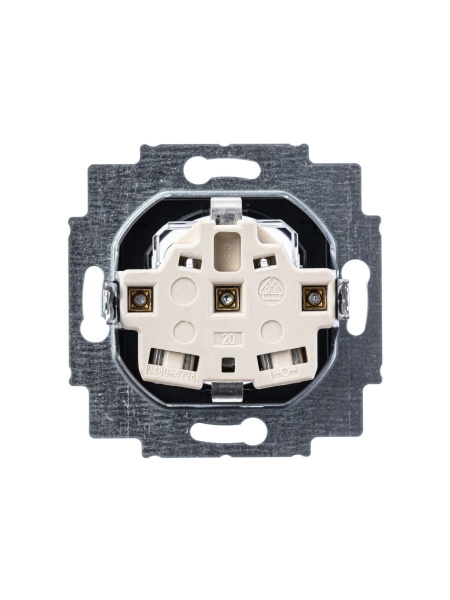 Купить ABB EPJ Levit сталь / дымчатый чёрный Розетка с заземлением со шторками 2CHH203457A6069