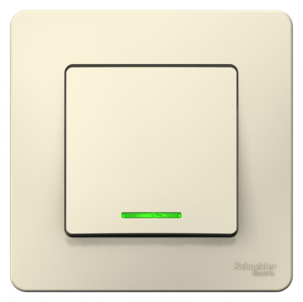 Systeme Electric Blanca внутр Молочный Выключатель 1-клавишный с подсветкой, 10А, 250B