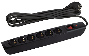 ЭРА Сетевой фильтр SFX-6es-2m-B с надежной защитой с заземлением с выключателем 6 розеток 2м 10А черный