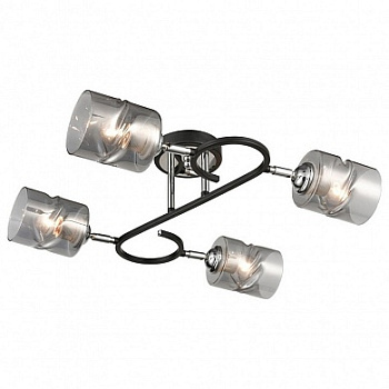 VELANTE 235-107-04 Люстра потолочная Черный, Хром/Дымчатый E27 4*60W